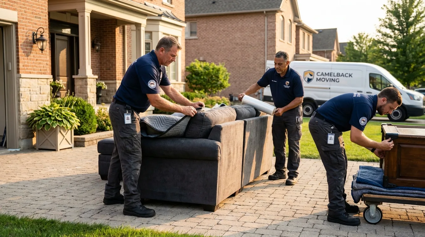 Large estate moving crew wrapping furniture in Sunnyvale, TX